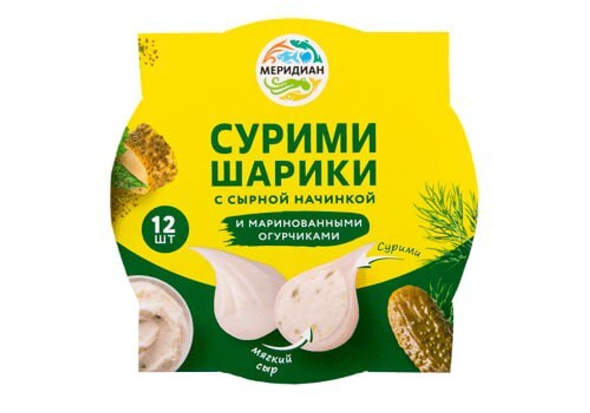 Крабовые шарики с сыром и маринованными огурчиками, 100г