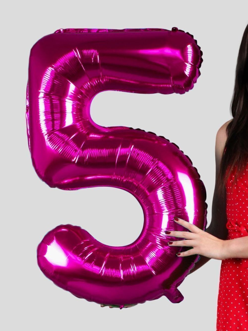 FM Шар 40" / 102 см "Цифра 5" фуксия фуше (БГ-60)  Изображение5
