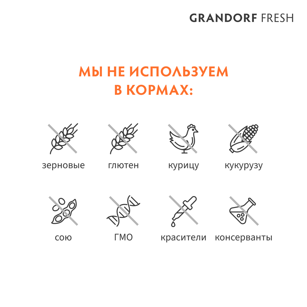 Сухой корм GRANDORF FRESH для собак мелких пород Свежее мясо индейки с бататом