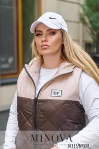 Жилет 528-Шоколадный-бежевый Minova