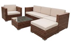 "Даллас" лаунж-зона из искусственного ротанга на 5 персон, цвет коричневый