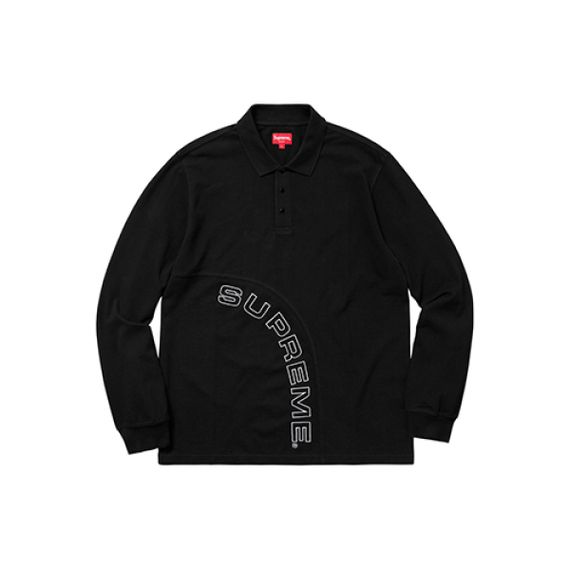 Supreme SS18 Corner Arc L/S Polo Black Logo polo