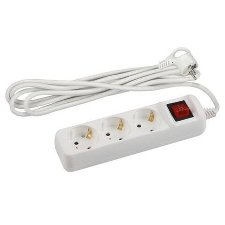 Удлинитель 3х3м с заземл. с выкл. ПВС 3х1.5 16А U-3es-3m-3x1.5 Эра Б0044040