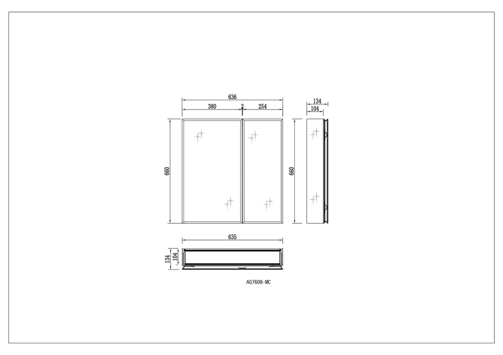 Шкаф зеркало для ванной Aquatek AQ7608-MC прямоугольное, 636*660*134