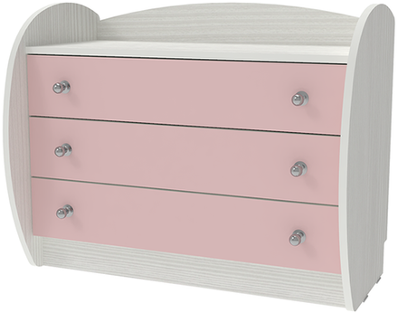 Комод КарИВи Низкий Малыш Белое Дерево Розовый