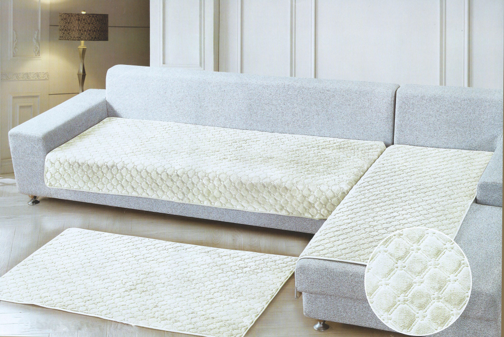 Дивандеки на угловой диван набор из 3 шт, цвет Молочный