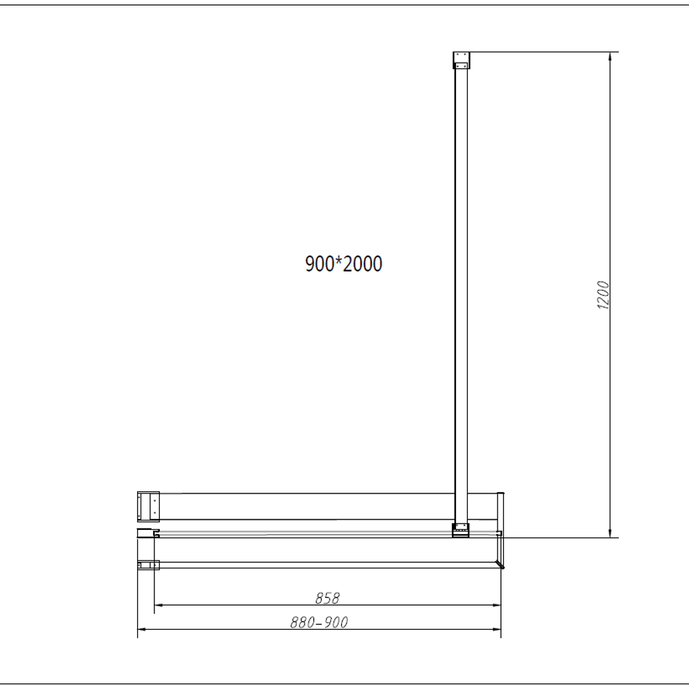 Душевая перегородка Walk-In HR VSW-4HR900CG, 900*2000, хром, стекло тонированное, , шт