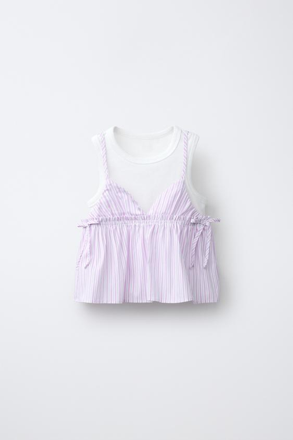 ZARA ТОП В ПОЛОСКУ С ФУТБОЛКОЙ В РУБЧИК, РОЗОВЫЙ