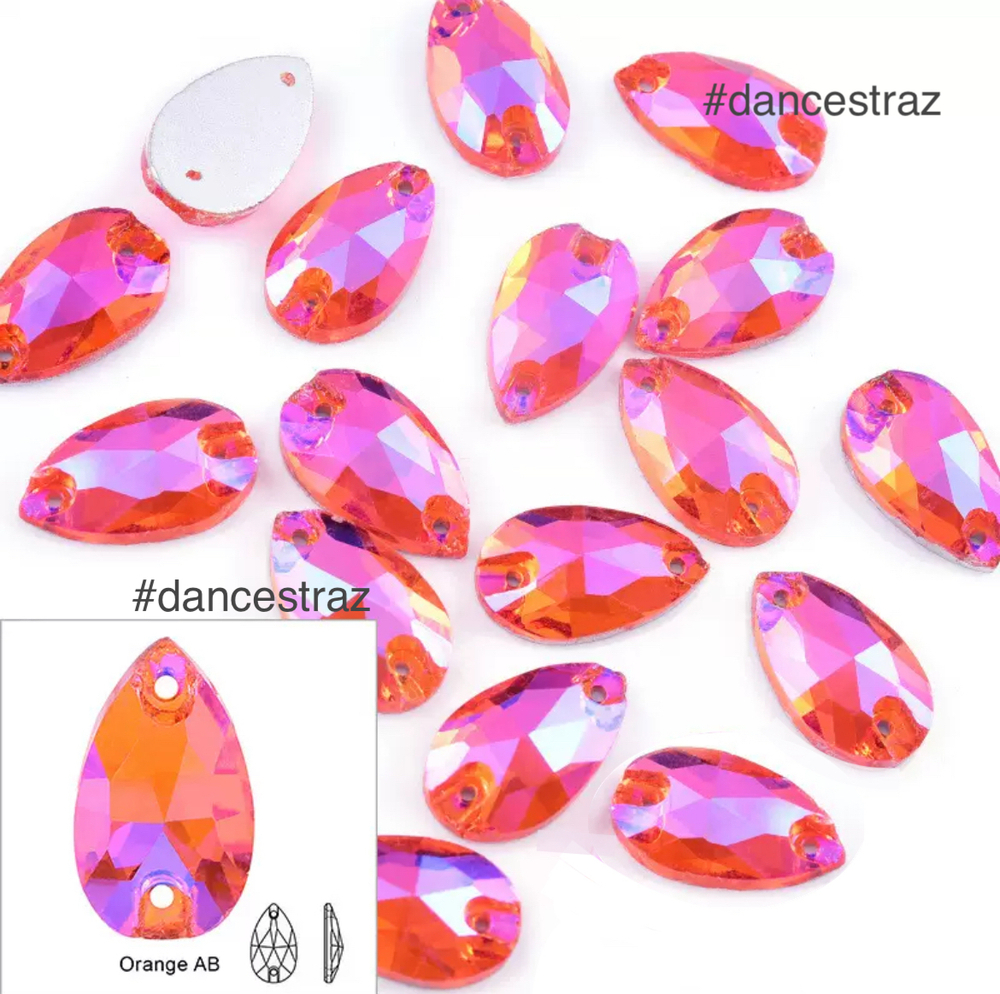 Стразы пришивные, Teardrop, Orange AB, A3-P50, 13*18mm, (24 ea/pkg), 3A (F2)