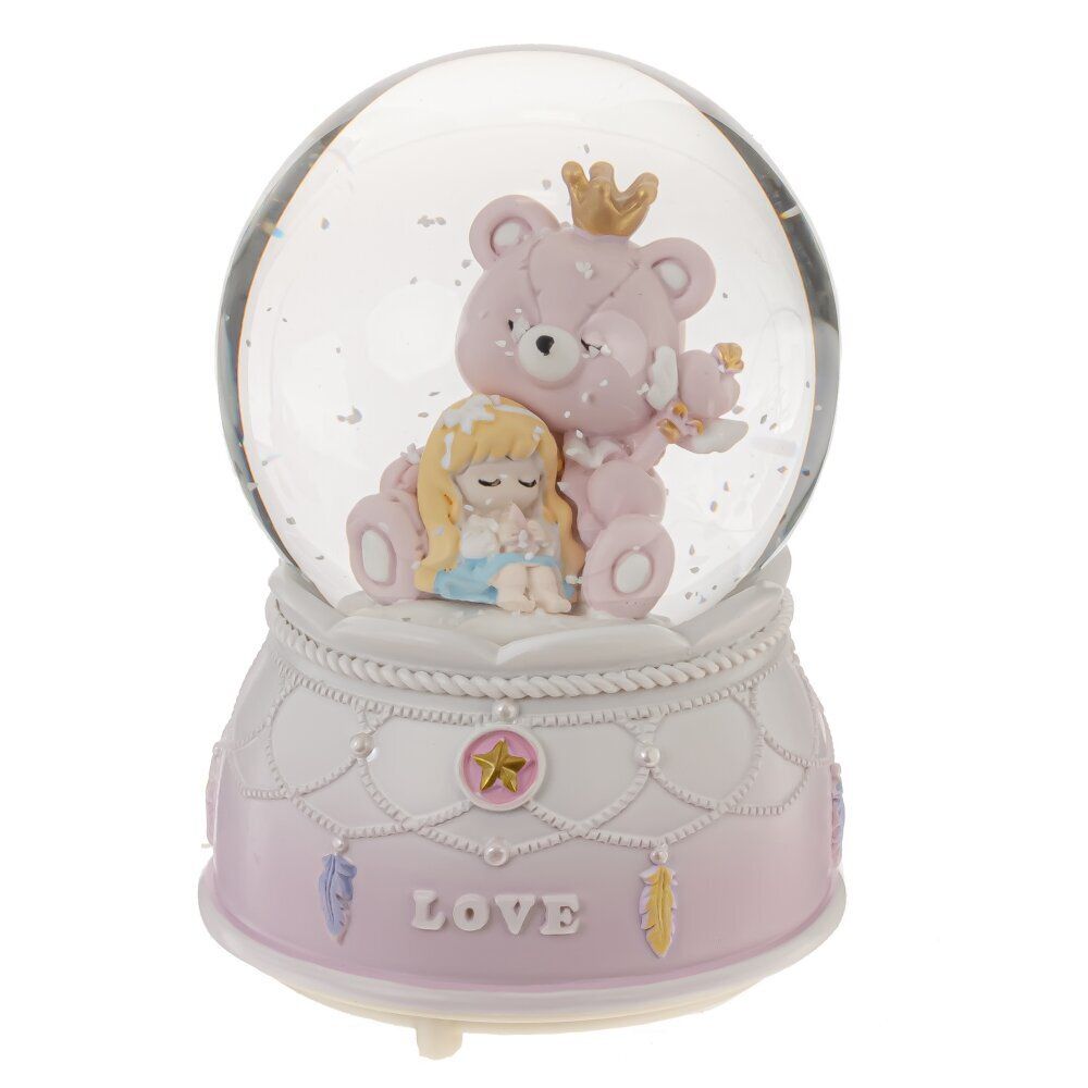 GAEM Фигурка декоративная "Медвежонок" в стекл шаре (муз, подсвет, 2xAAA н/п), D9 см, L9 W9 H12 см
