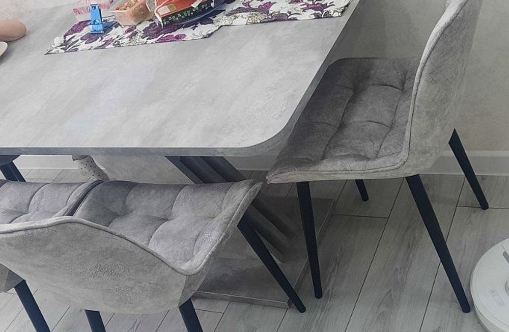 Раздвижной кухонный стол Флоренция 136 80 75 см обеденный стол прямоугольный, современный дизайн, цвет Цемент/Титан