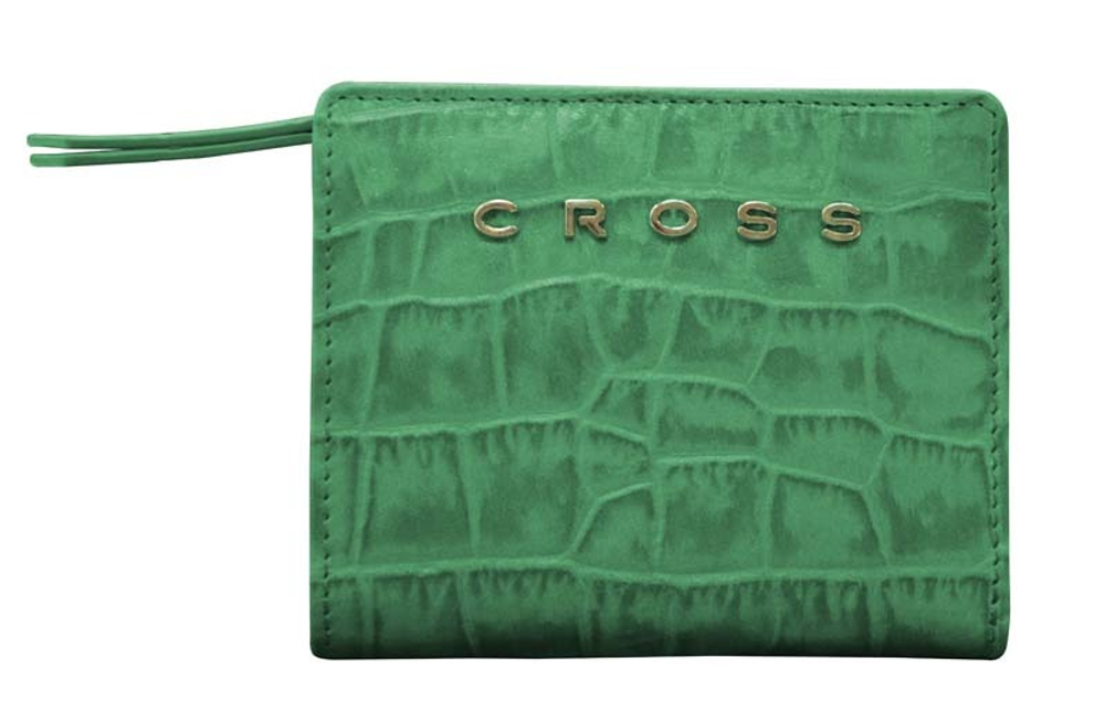 Кошелёк Cross Bebe Coco, кожа наппа фактурная, цвет зелёный/рыжий, 11,2 х 9,4 х 2 см