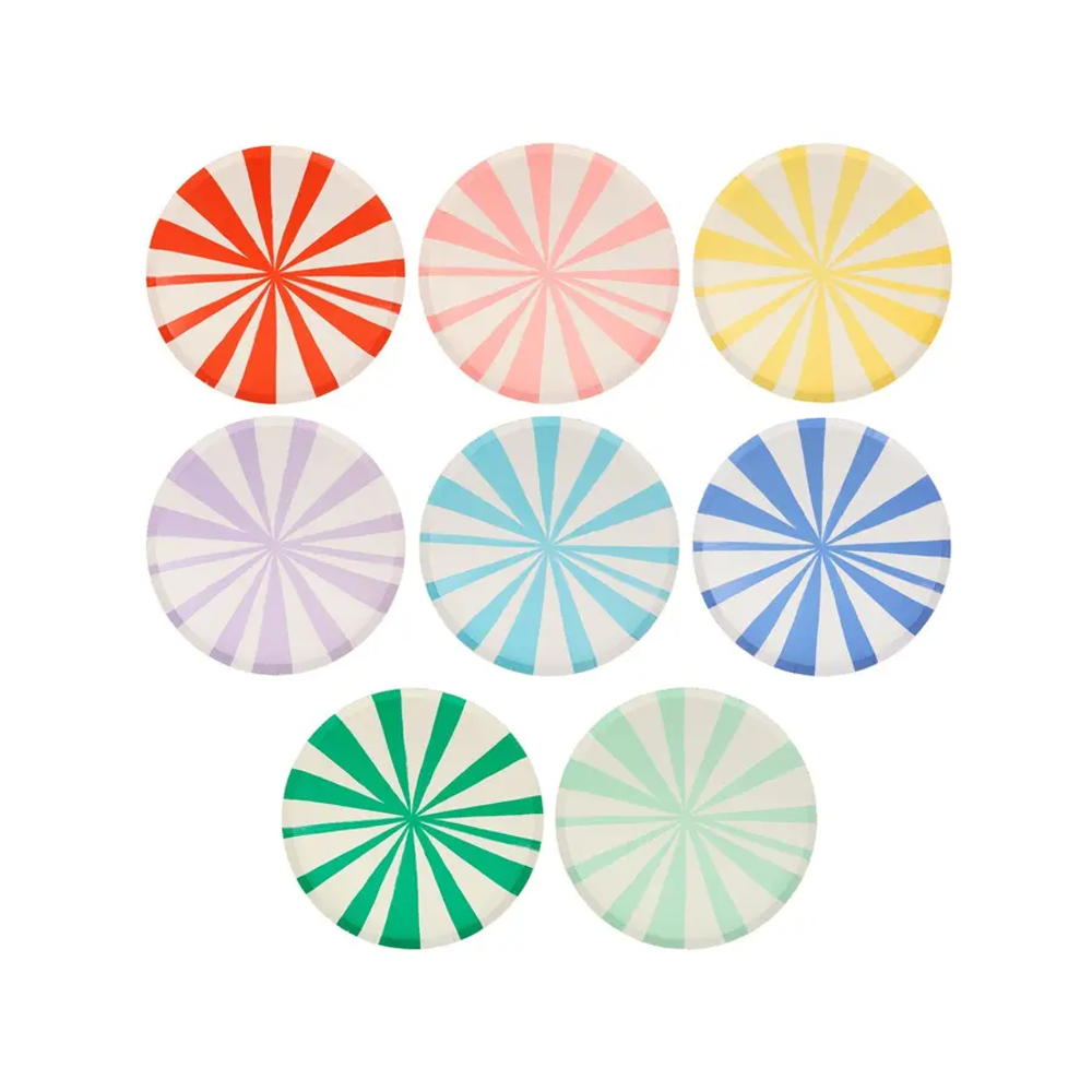 Тарелки маленькие "Цветные в полоску" 8 шт. (21 см)