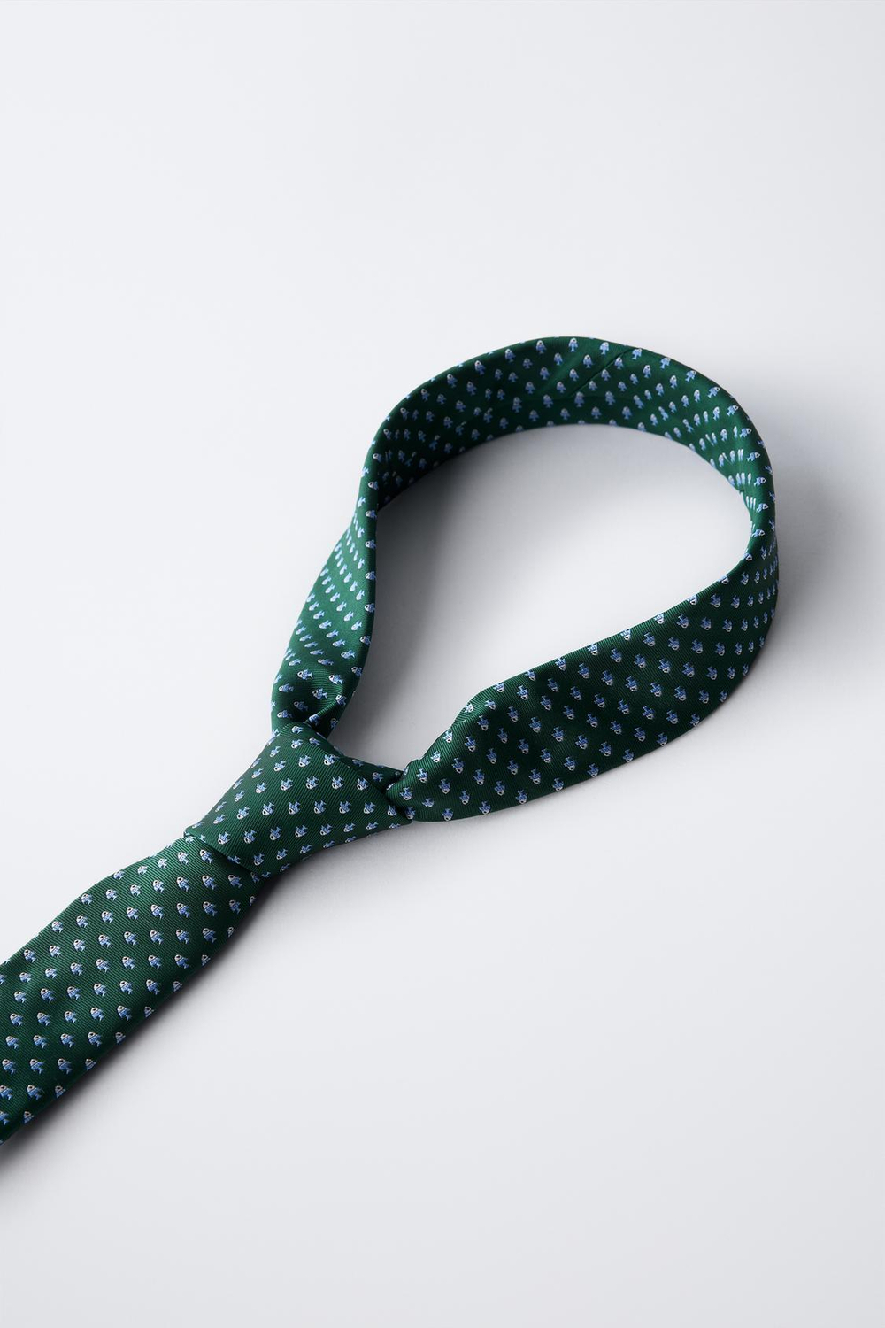 ZARA ГАЛСТУК С ПРИНТОМ, ЗЕЛЕНЫЙ/ЭКРЮ
