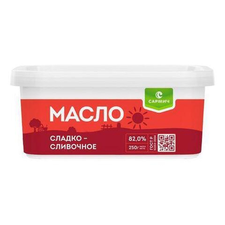 Масло с\сливочное 82,5% ТМ Сармич, пластик, 250гр