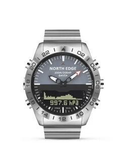 Часы наручные кварцевые NORTH EDGE на металлическом браслете, серебристый W9040-01