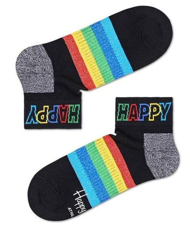 Носки унисекс Rainbow Stripe 1/4 Crew Sock с цветными полосками (Размер: 25) (Цвет: черный)