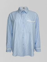 Костюм 80996 в полоску из рубашки и брюк прямого кроя с элементами кружева