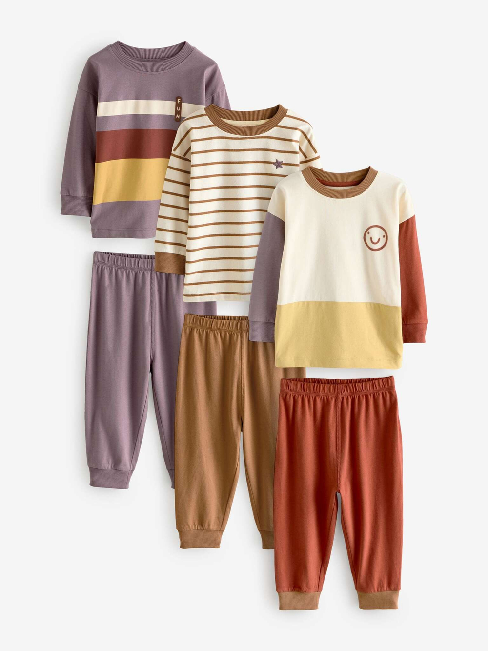 Пижама для мальчика Next B49-052, 3 шт., Бежевый, Сиреневый, Молочный