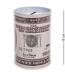 BX-220/6 Металлическая копилка «20 Долларов» 15см