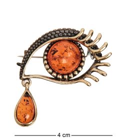 AM-2389 Брошь «Слеза Счастья» (латунь, янтарь)