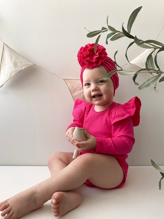 Боди лапша с длинным рукавом и крылышками, Малиновый