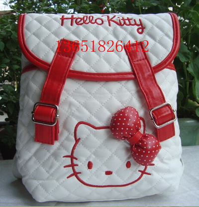 Рюкзак детский стеганый с аппликацией Hello Kitty и бантом