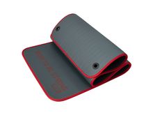 Мат для аэробики NBR 10 мм графитовый с кольцами (красный кант)