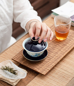 278182 Гайвань ЛОТОС 130 мл , фарфор белый-синий