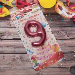 Свеча для торта Цифра Глянец «9» 5,5 см, рубин