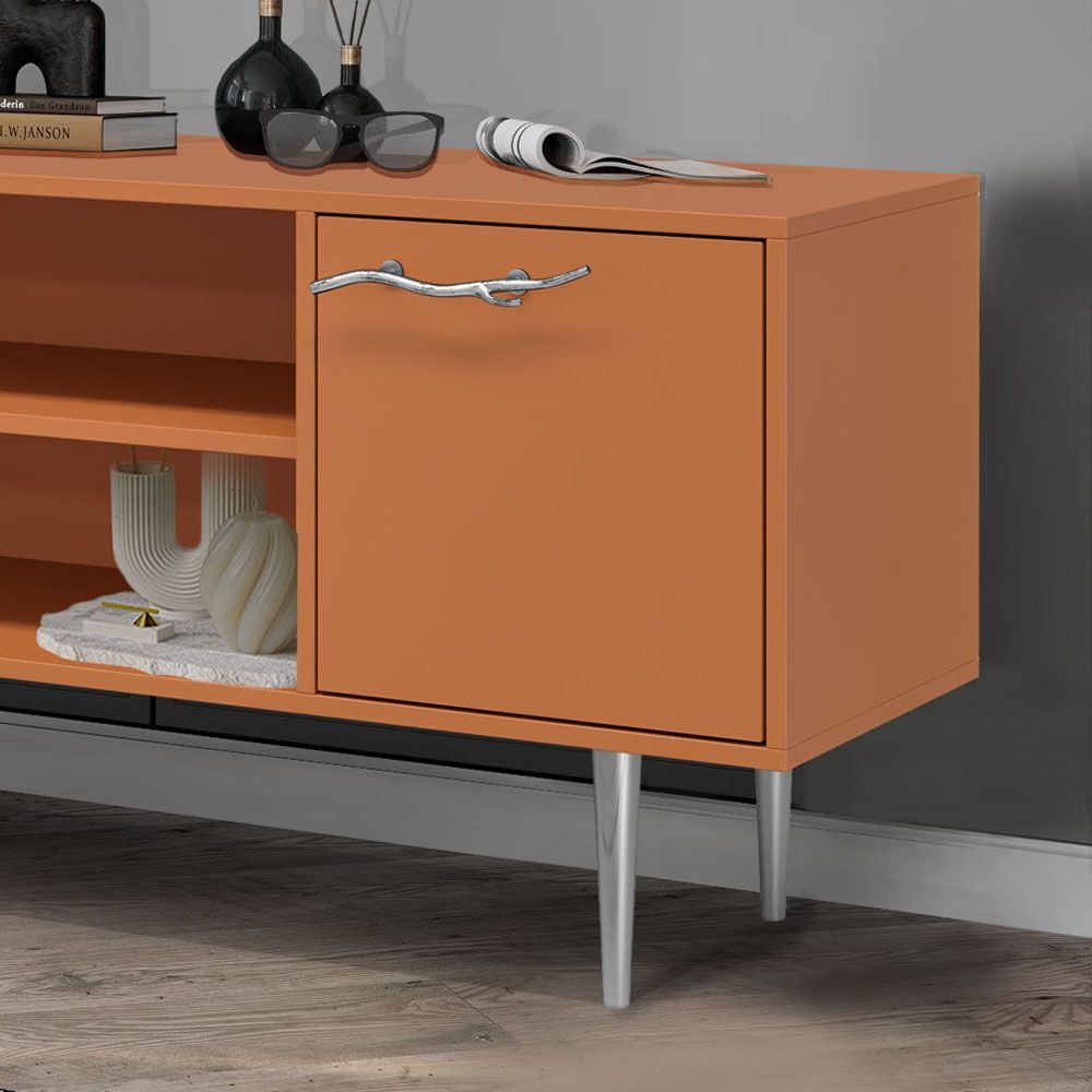 Тумба под ТВ Арт Колор matte 155см Стайл Сильвер Томленый оранжевый матовый