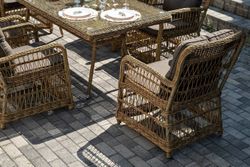 "Цесена" обеденная группа плетеная из искусственного ротанга, цвет соломенный