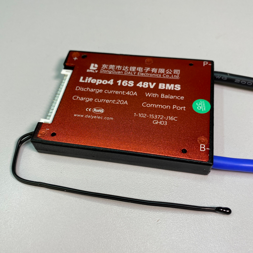 Плата LiFePo4 BMS daly 16s48v 40A с термодатчиком
