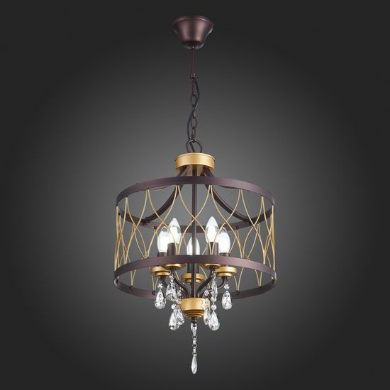 SL789.423.05 Люстра подвесная ST-Luce Темный кофе, Золото/Темный кофе, Золото, Прозрачный E14 5*60W GRASSО