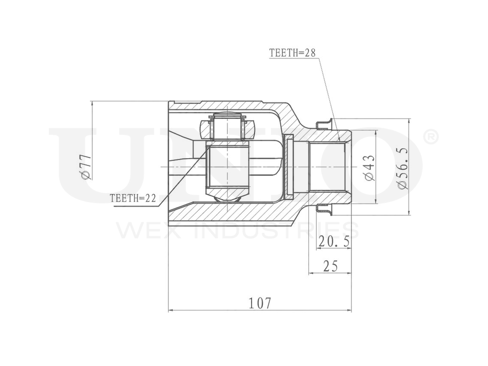 ШРУС внутренний правый UNIO CVJ-30021
