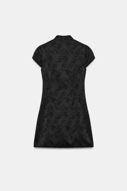 ZARA КОРОТКОЕ ЖАККАРДОВОЕ ПЛАТЬЕ, ЧЕРНЫЙ