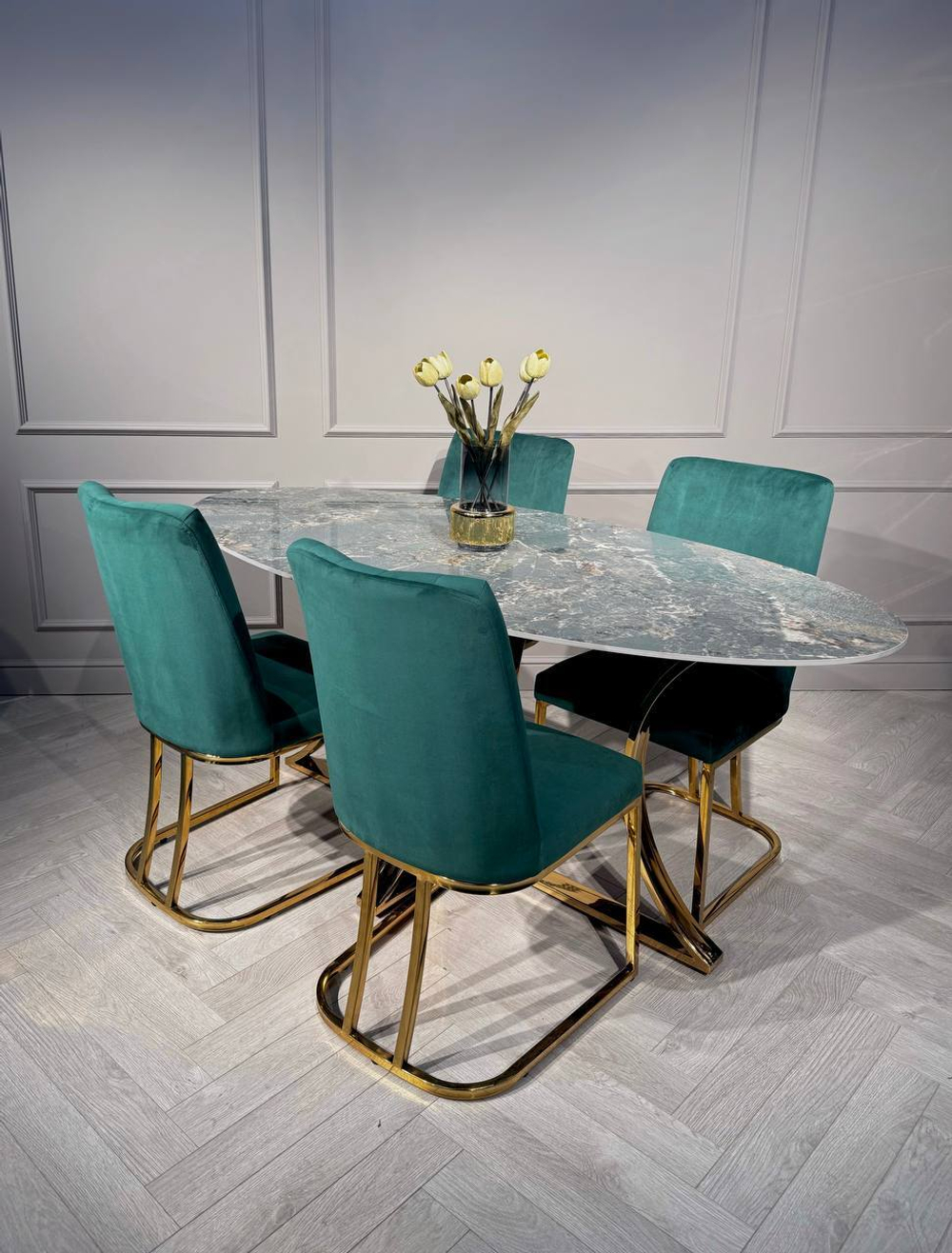 Стол обеденный Ist Casa Тренди, 180х90х75 см, малахитовый мрамор