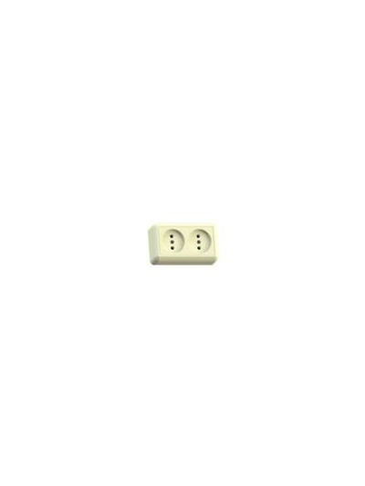 Розетка 2-м ОП Оптима РА10-373 10А IP20 без заземл. с монтаж. пластиной сл. кость Кунцево 8037