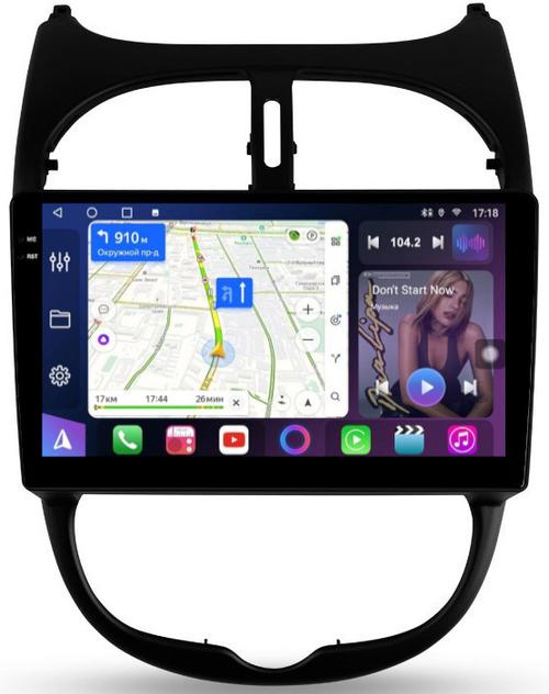 Магнитола для Peugeot 206 1998-2012 - FarCar S500-TS10 монитор 9.5" QLED на Android 14, Быстрая, CarPlay, 4G SIM-слот