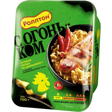 Лапша Роллтон курица с соусом огненно-острый чили 100 гр