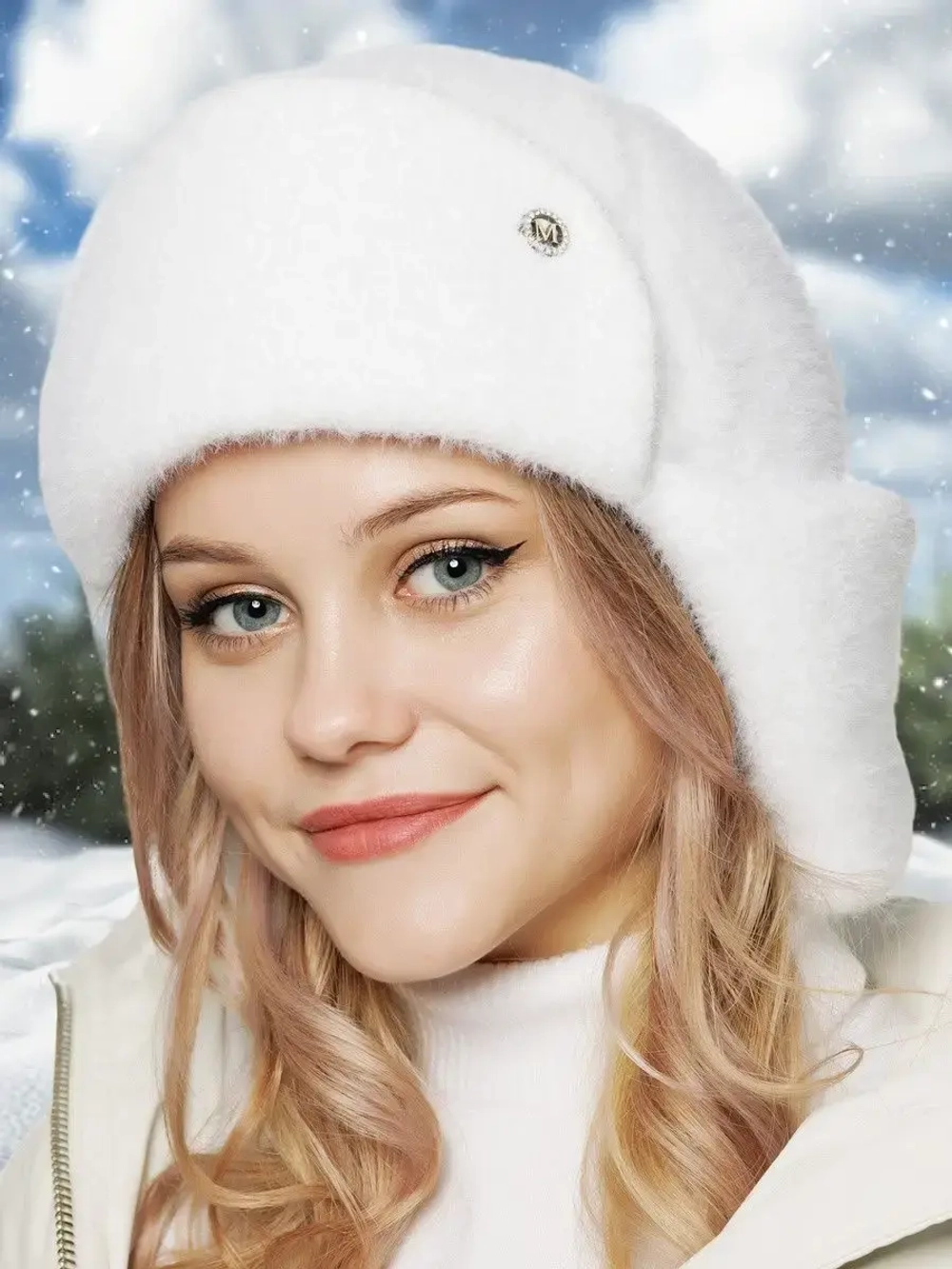 Шапка ушанка зимняя вязаная на флисе