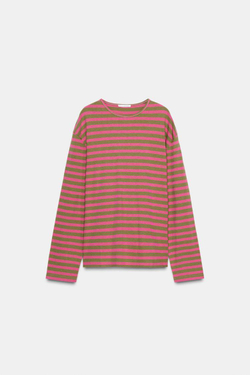 ZARA ФУТБОЛКА В ПОЛОСКУ С ДЛИННЫМИ РУКАВАМИ, ОТТЕНКИ РОЗОВОГО