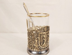 Подстаканник литье Юбилей 55 лет в подарочном футляре