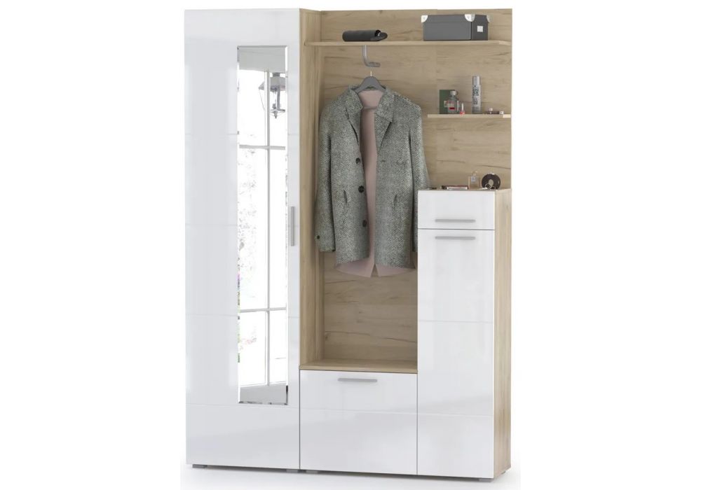 Модульная прихожая Лайн дуб серый craft K 002 PW / белый глянец пвх комплектация 1