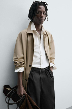 ZARA БРЮКИ WIDE FIT СО СКЛАДКАМИ, ЧЕРНЫЙ