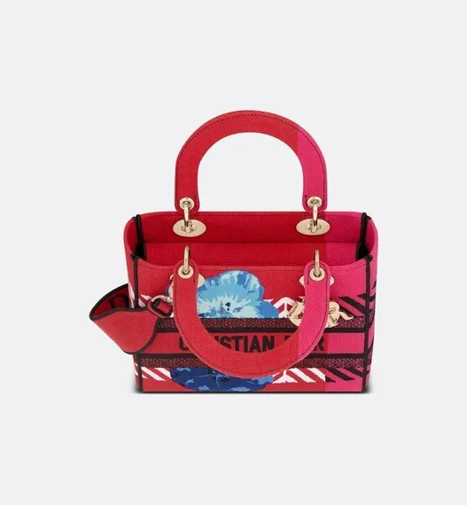 Сумка женская Dior Lady D-lite, модель среднего формата красный