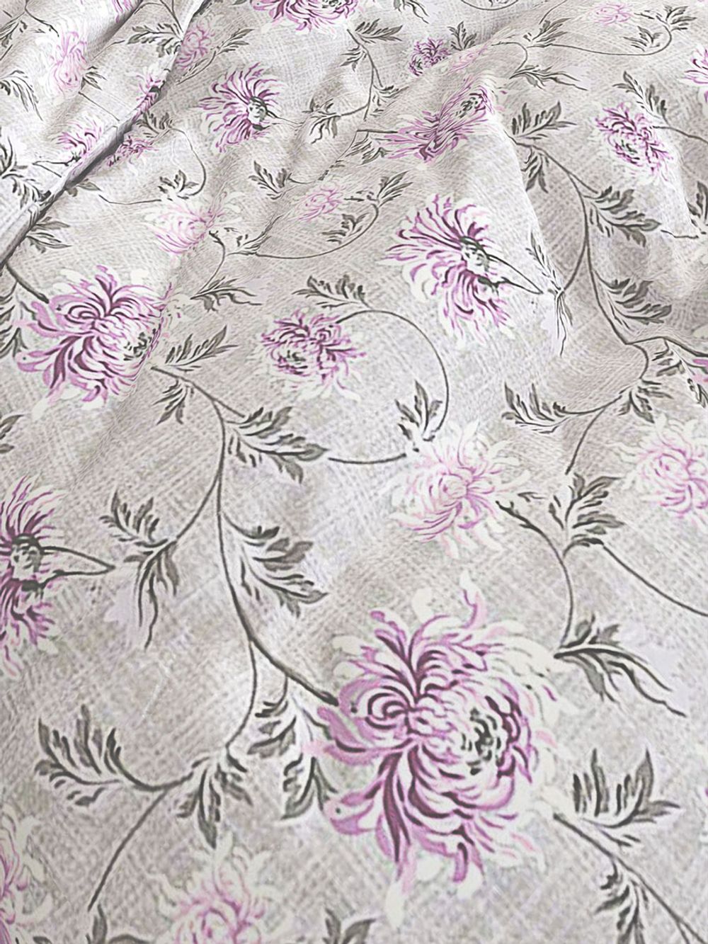 Простынь на резинке Сказка "Хризантемы" 120х200 см, перкаль