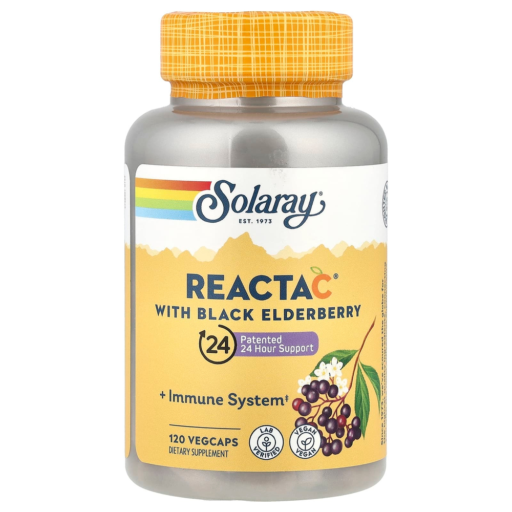 Solaray, Reacta C с черной бузиной, 120 вегетарианских капсул
