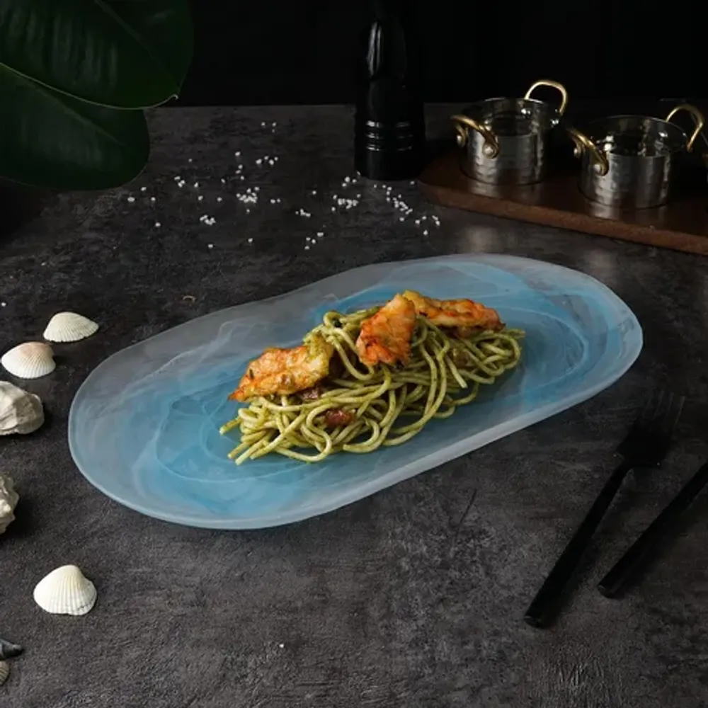 Блюдо овальное 36*20 см h3 см Blue Sunset матовое стекло P.L. Proff Cuisine [4]