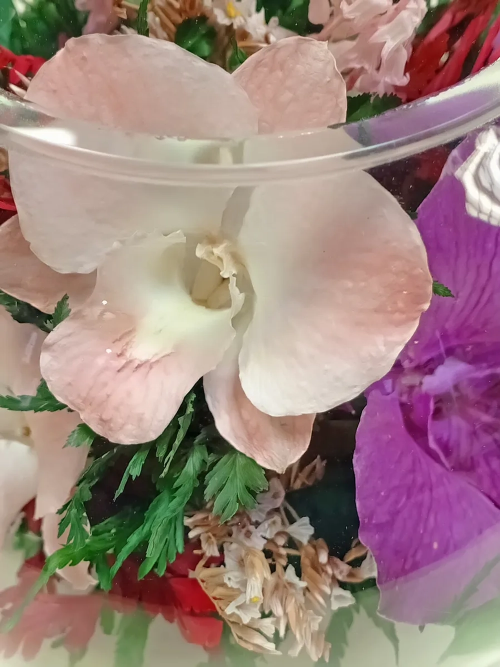 натуральные цветы в стекле, вакуум